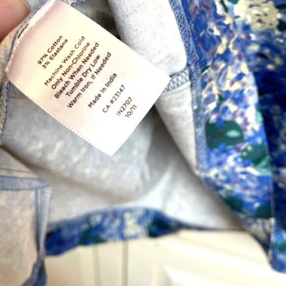 NWT Talbots Women's Sz 16W Blue Floral Skirt Cotton Lined Plus - Picture 6 of 9